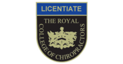 The Royal College of Chiropractors Licentiate badge with a crest in the centre.